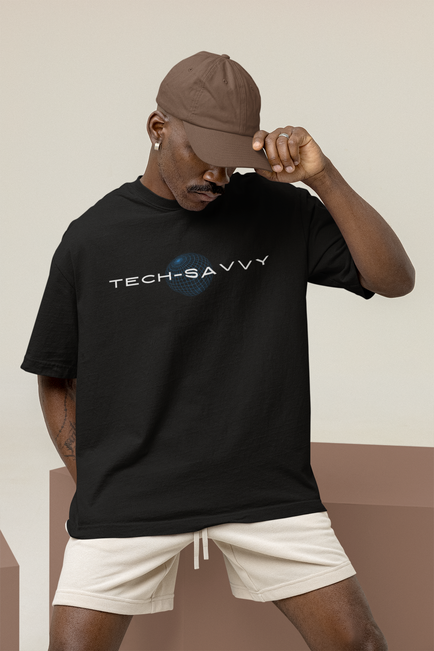 Tech Savvy Black - Men's Oversized T-Shirt