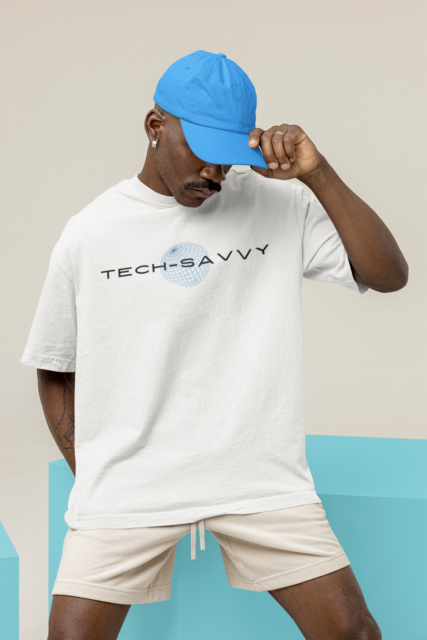 Tech Savvy White - Men's Oversized T-Shirt